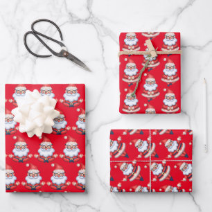 Zen Yoga Weihnachten Santa Geschenkpapier Set von 