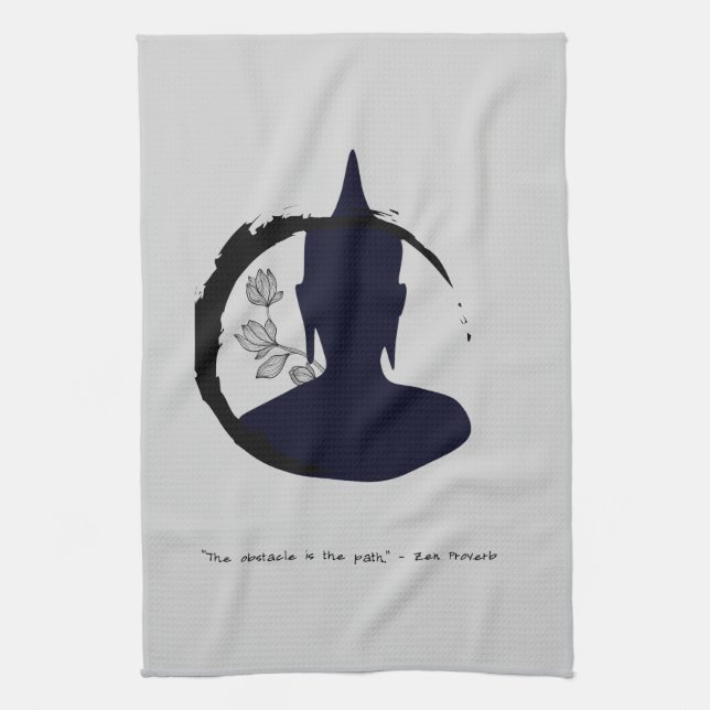 Zen Zitat: Weisheit und Meditation Geschirrtuch (Vertikal)