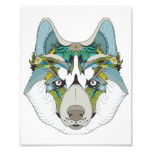 Zenart gemustert Husky Dog Blue Husky Face