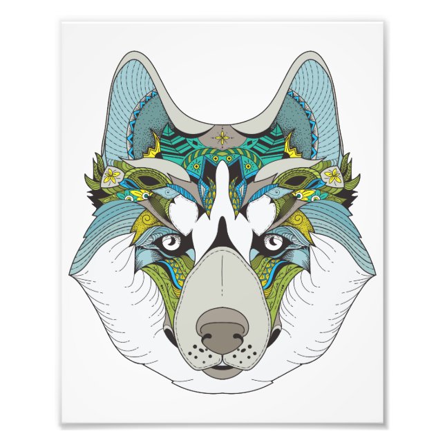 Zenart gemustert Husky Dog Blue Husky Face Fotodruck (Vorne)