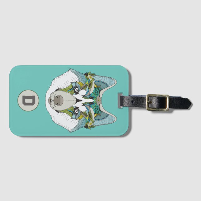 Zenart gemustert Husky Dog Blue Husky Face Gepäckanhänger (Vorderseite (Horizontal))