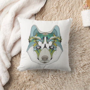 Zenart gemustert Husky Dog Blue Husky Face Kissen