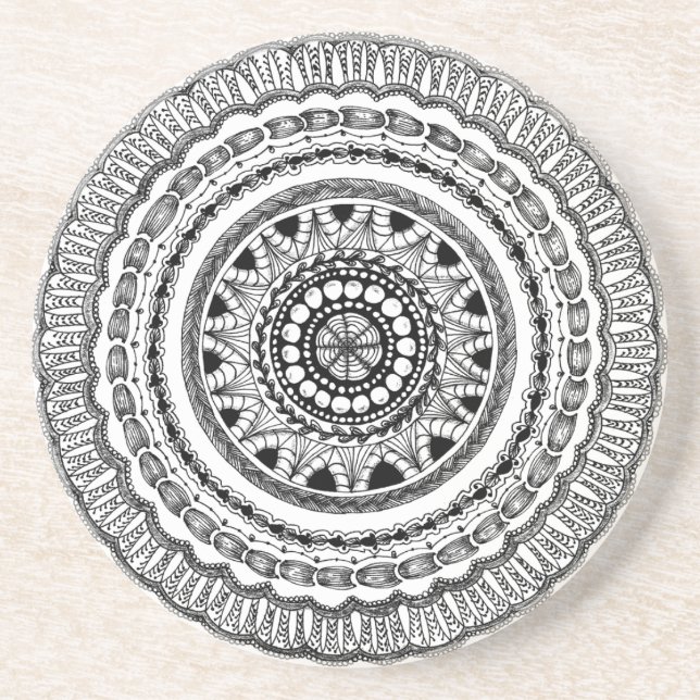 Zendala "Queste" Sandstein-Getränk-Untersetzer Untersetzer (Vorne)