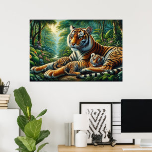 Zender Tigers Moment in der Naturmalerei Poster