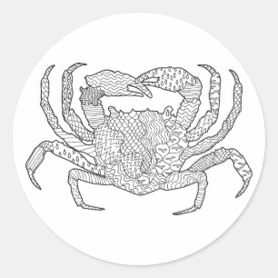 Zendoodle Crab Runder Aufkleber