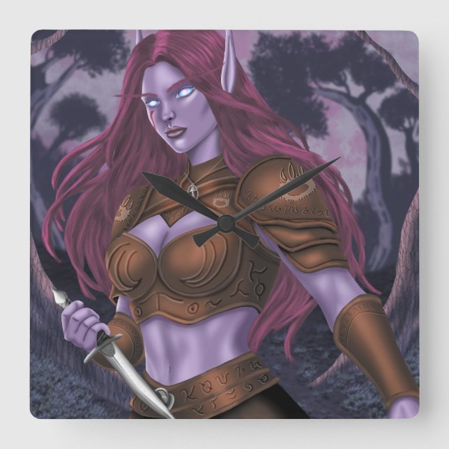 Zendyr im Wald Quadratische Wanduhr (Vorderseite)