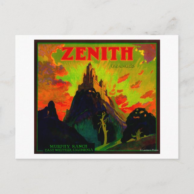 Zenith Orange LabelWhittier, CA Postkarte (Vorderseite)