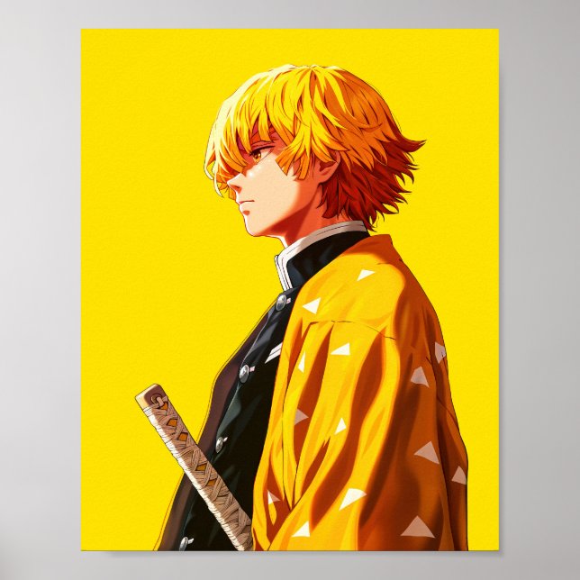 "Zenitsu Agatsuma - Dünnes Atemdämonenschicht Poster (Vorne)