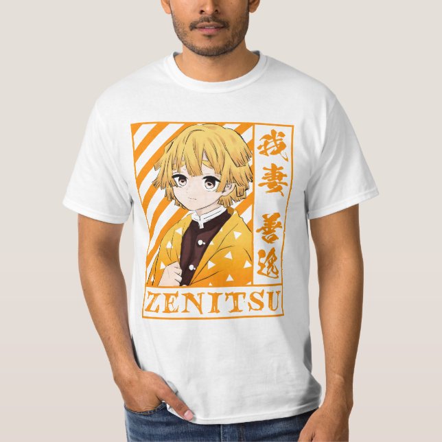 Zenitsu Kimetsy auf Yaiba T-Shirt (Vorderseite)