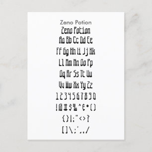 Zeno Potion - Zazzle-Schriftart-Musterblatt Postkarte