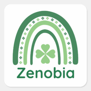 Zenobia Name Clover Boho Regenbogen Quadratischer Aufkleber