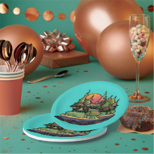 Zent Camping Wilderness Scene Pappteller