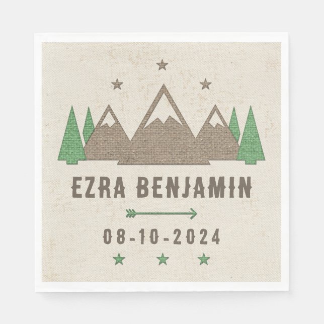 Zent Leinwand Camping Bar Mitzvah Personalisiert Serviette (Vorderseite)