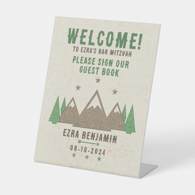 Zent Leinwand Camping Bar Mitzvah Willkommen Sockelschild (Vorderseite)