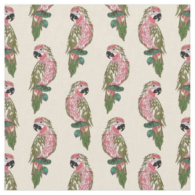 Zentangle Art-Papageien Stoff (Nahaufnahme)