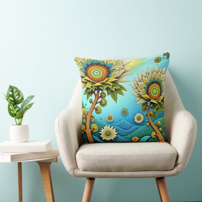 Zentangle Floral Dreamscape Kissen (Stuhl )