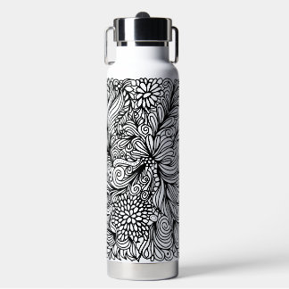 Zentangle flower and paisley doodle design trinkflasche