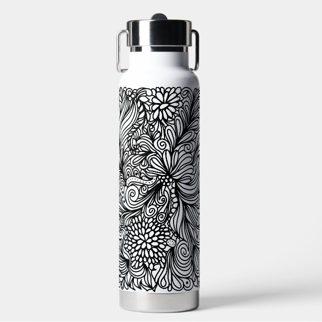 Zentangle flower and paisley doodle design trinkflasche (Vorderseite)