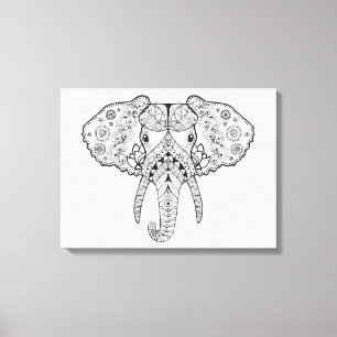 Zentangle Inspiriert Elephant Leinwanddruck