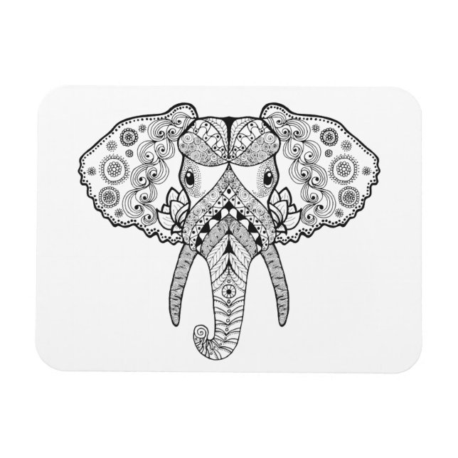 Zentangle Inspiriert Elephant Magnet (Horizontal)