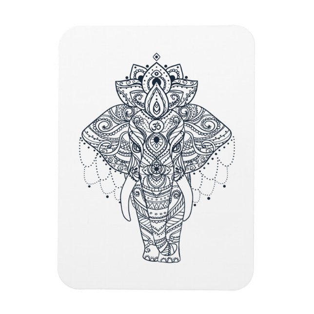Zentangle Inspiriert Elephant Magnet (Vertikal)