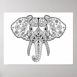 Zentangle Inspiriert Elephant Poster