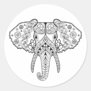 Zentangle Inspiriert Elephant Runder Aufkleber