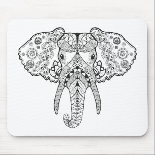 Zentangle inspirierte Elefanten Mousepad