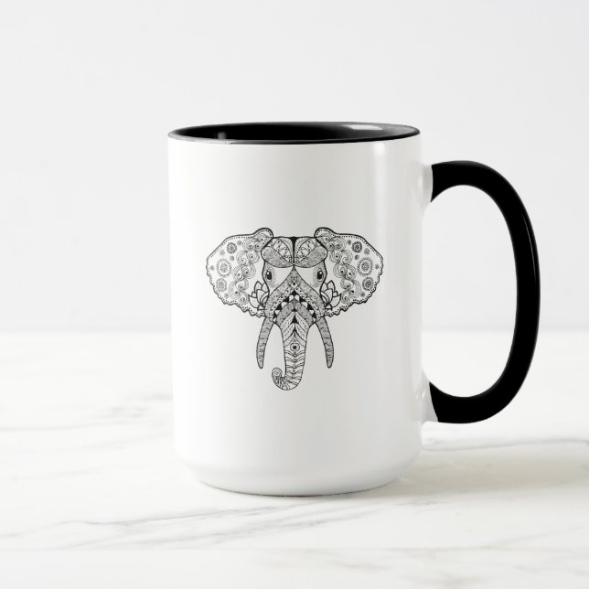 Zentangle inspirierte Elefanten Tasse (Rechts)