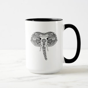 Zentangle inspirierte indischen Elefanten Tasse