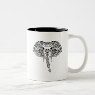 Zentangle inspirierte indischen Elefanten Zweifarbige Tasse