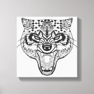 Zentangle inspirierte Wolf Leinwanddruck
