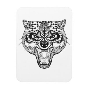 Zentangle inspirierte Wolf Magnet