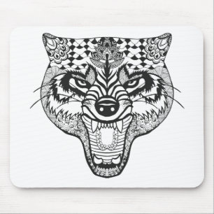 Zentangle inspirierte Wolf Mousepad