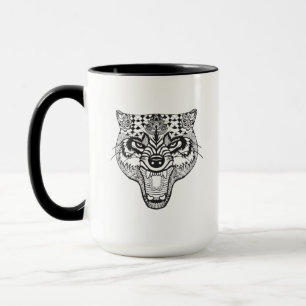 Zentangle inspirierte Wolf Tasse