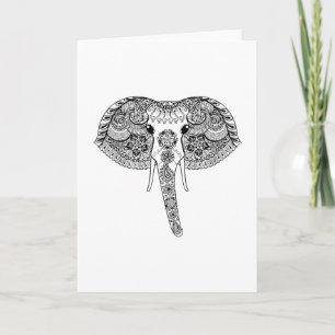 Zentangle Inspirierter indischer Elefant Karte