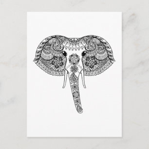 Zentangle Inspirierter indischer Elefant Postkarte