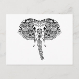 Zentangle Inspirierter indischer Elefant Postkarte