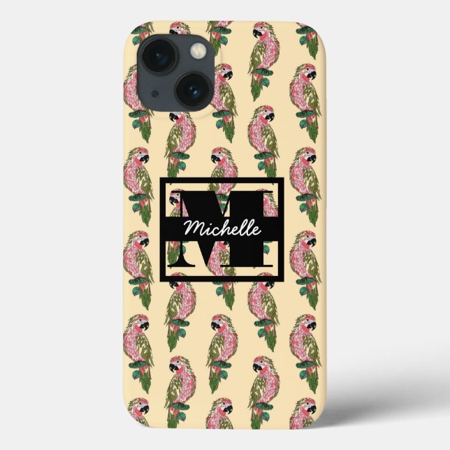 Zentangle Style Parrots | Monogramm Case-Mate iPhone Hülle (Rückseite)