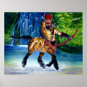 Zentaur mit Wasserfalldruck Poster