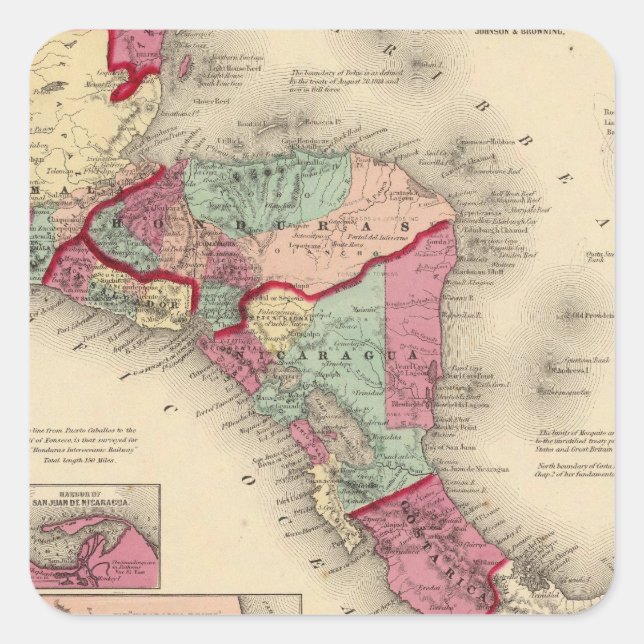 Zentralamerika 6 quadratischer aufkleber (Vorderseite)