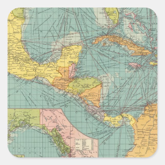 Zentralamerika Quadratischer Aufkleber (Vorderseite)