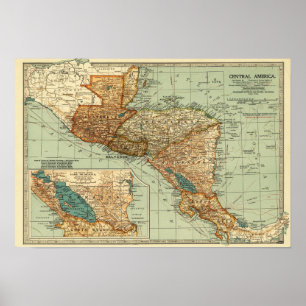 ZentralamerikaPanoramakarteMittelamerika 2 Poster