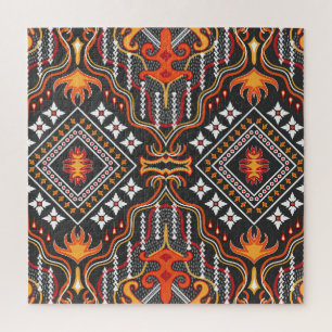 Zentralasien in Rot-Orange: Traditionelle Motive Puzzle