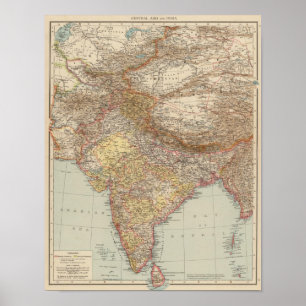 Zentralasien, Indien Poster