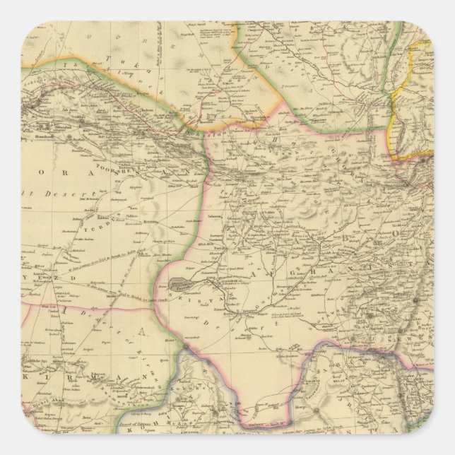 Zentralasien Quadratischer Aufkleber (Vorderseite)