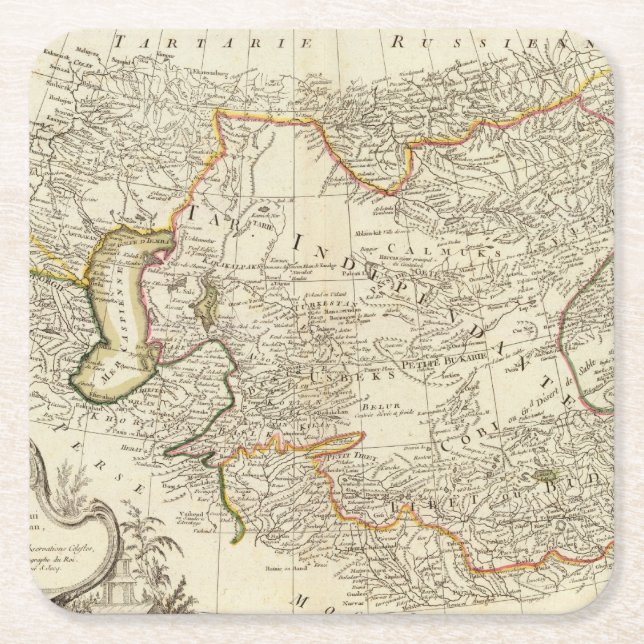 Zentralasien Rechteckiger Pappuntersetzer (Vorderseite)