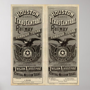 Zentrale Eisenbahn Houstons und Texas durch Texas Poster