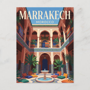 Zentrale Halle der Riads in Marrakech Marokko Postkarte