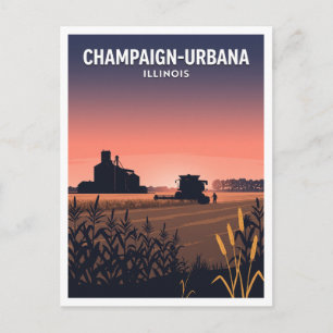 Zentraler Illinois-Prärieacker bei der Ernte Urban Postkarte